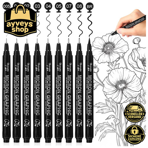 Fineliner stifte set - stifte, 9