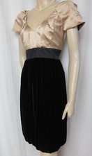 Cocktailkleid 36 38 schwarz gold Hochzeit Seide Samt Abendkleid Monsoon Kleid