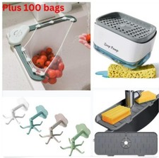 Küchenzubehör, Spüle Ecksieb mit 100 Stck. Filterbeuteln, Wandhaken