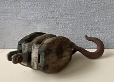 Antike maritime Dekoration Schiffsblock Flaschenzug Holz Eisen verwittert