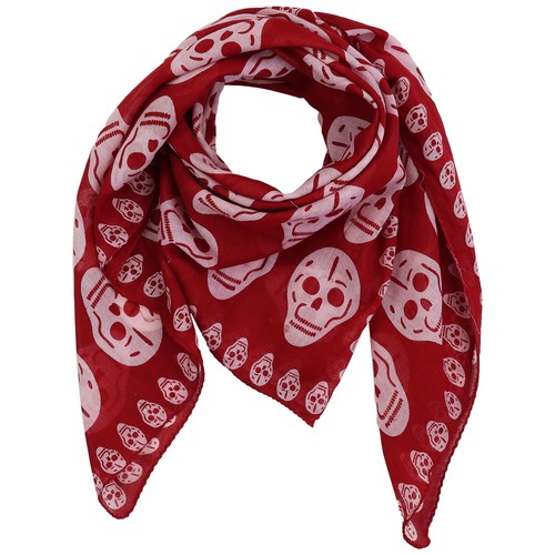 Baumwolltuch totenköpfe rot - totenköpfe, 1