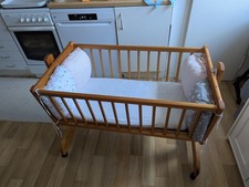 Alvi Pendelwiege Buche 90x40 mit Himmel und Matratze 