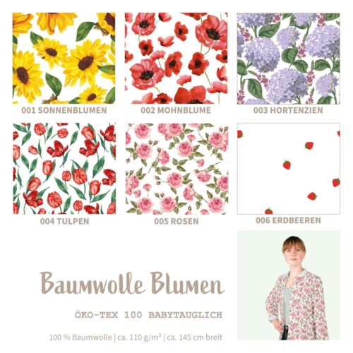 Baumwollstoff meterware blumen - baumwollstoff,