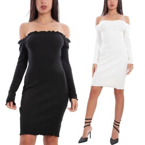 Kleid damen langarm rippstrick - kleid,