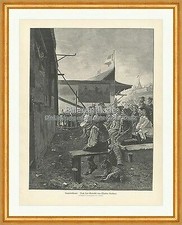 Kasperltheater Theodor Kleehaas Publikum Figuren Kirmes Flagge Holzstich C 2211