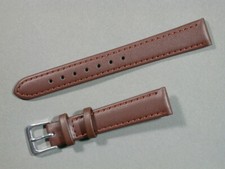 klassik echt Lederuhrenarmband braun seidenmatt 14mm breit silberne Schließe7703