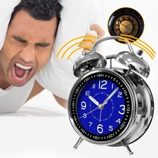 Retro Doppelglockenwecker 4 Zoll mit Nachtlicht Lauter Alarm Wecker Kein Ticken