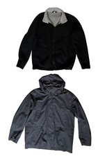2 JACKEN / FLEECE-INNENJACKE  (3 in 1) Kapuze HERREN XL grau/blau AIGLE waschbar