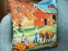 "My Farm"  VollKissen für Kids  robust  45x45cm  Leinenmix  Federn  BW-Inlett