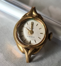 Anker Uhr gold Damen Uhrwerk 17 Jewels Metall ungetestet für Teile Reparatur !