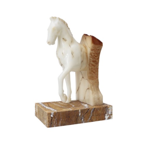 Pferde statue mit - statue, marmorsockel