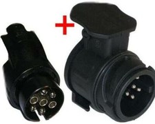 Set 2 Anhänger Adapter 13 auf 7 pol + 7 auf 13 pole Stecker Steckdose  
