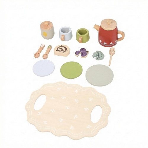 Teeservice aus holz - holz, pastell