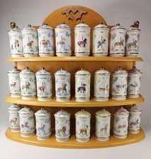 Lenox Gewürzregal Karussell Design 1993 mit 24 Gläsern auf Holzregal 24K Gold