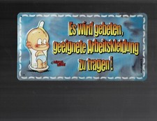 Blechschild 23x12-Windel Winni- unbenutzt-Arbeitskleidung tragen-Sammelauflösung