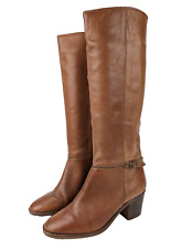 ORQUIDEA Brasil Vintage Stiefel Damen 40 Leder Reitstiefel Braun Absatz kniehoch