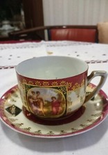 RAR!Prunktasse Sammeltasse Alt Wien Bindenschild Original Gemälde Untertasse