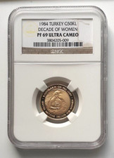 Turkey 50 000 Lira 1984 Decade for Woman Gold NGC PF-69 Ultra Cameo