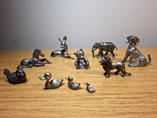 10 Zinnfiguren Tiere, u.a. Elefant Pferd, Hund, Höhe bis ca. 5 cm