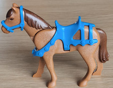 Playmobil Figur Tier Pferd braun beige Sattel blau Zubehör Ritter 4177