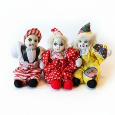 3x Small Clown Figures Dolls