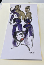 Zeichnung Leute in lila