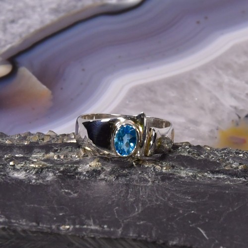 Blau topas ring - blau, 925er