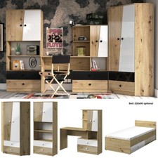 Jugendzimmer Kinderzimmer komplett Set NEO weiß eiche Schrank Schreibtisch Bett