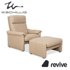 Willi Schillig Ergoline Leder Sessel inkl. Hocker Creme Beige Sofa Couch