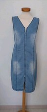 Jeanskleid mit Doppel-Zipp Reißverschluss Vorne Gr 44 Denim Sommer-Kleid Stretch