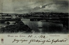 Mondschein Ak Lebus an der Oder, Gesammtansicht - 4738967