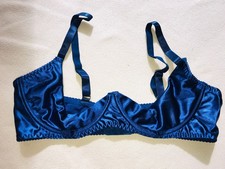 BH mit Bügel offen Hebe-BH Satin glänzend Satin-BH Gr.2XL blau neu