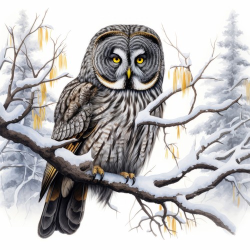 Wandbild eule winter - wandbild,