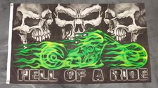 Fahne Flagge Hell of a Ride - Totenkopf - Biker - 90 x 150 cm