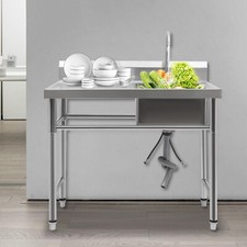 1 Becken Edelstahl Spültheke Gastrospüle Spültisch Spülbecken Rechts Waschtisch