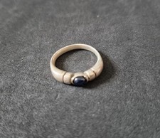 Vintage 925 Sterling Silber Ring mit blauem Stein RG 56 Bandring