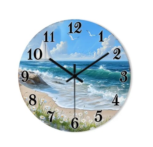Wanduhr blumen strand druck - blumen,