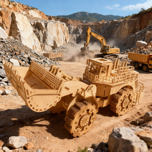 Holzpuzzle bulldozer - 3d,
