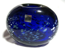 Schwere blaue glasvase oval - schwere,
