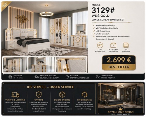 Luxus schlafzimmer set weiß - schlafzimmer,