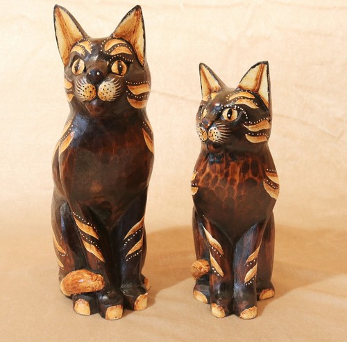 Holz katze schwarz gold - holz,