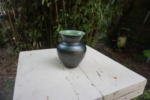 Vase majolika schwarz grün - vase,