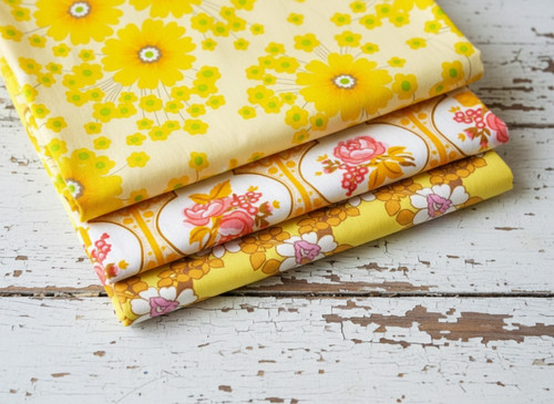 Vintage stoff paket gelb 60s - vintage,