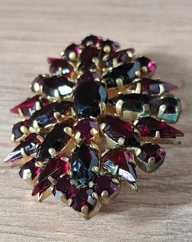 Vintage strass brosche rot - brosche,