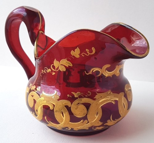 Glas milchkanne handbemalt - glas,