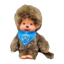 Sekiguchi Monchhichi Junge in Mini-mit blauem Lätzchen und Fläschchen ca. 20 cm