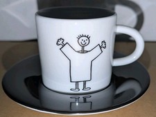 Wächtersbach ART WERK SKANDAL Strichmännchen Espresso Tasse schwarzweiß Ysenburg