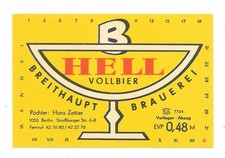 Bieretikett Breithaupt Brauerei Berlin DDR (M Pächter Hans Zettier)