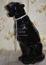 Tiere IN Keramik Statue Skulptur Panther Leopard Jaguar Puma Schwarz Swarovsk