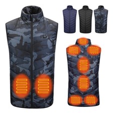 Beheizt Wärmeweste Winter Jacke Einfarbige Stehkragen Weste USB Heiz Mantel